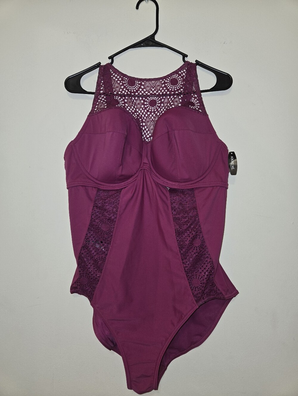 New with tag Adore Me wine-colored/pink one-piece swimsuit Size 42D